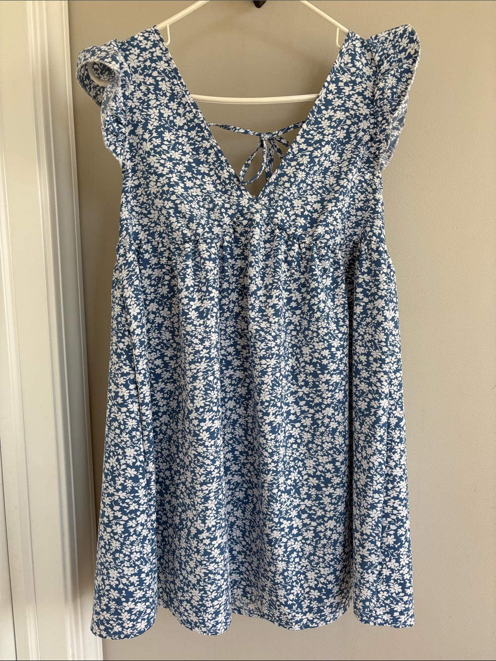 SHEIN Light Blue & White Floral Slip Dress